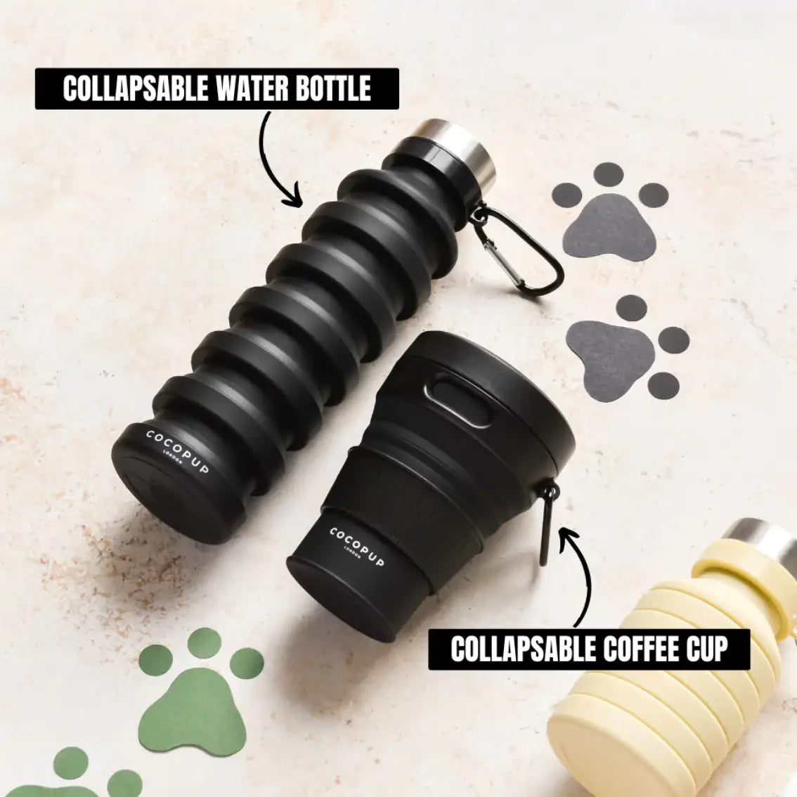 COCOPUP London - Faltbare Trinkflasche schwarz