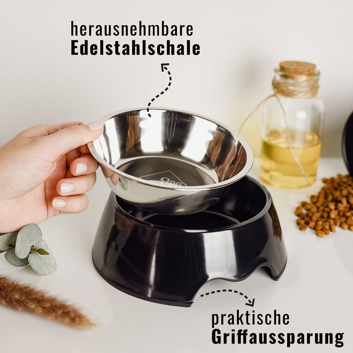 Ne&No - Futternapf 2er Set schwarz PERSONALISIERT