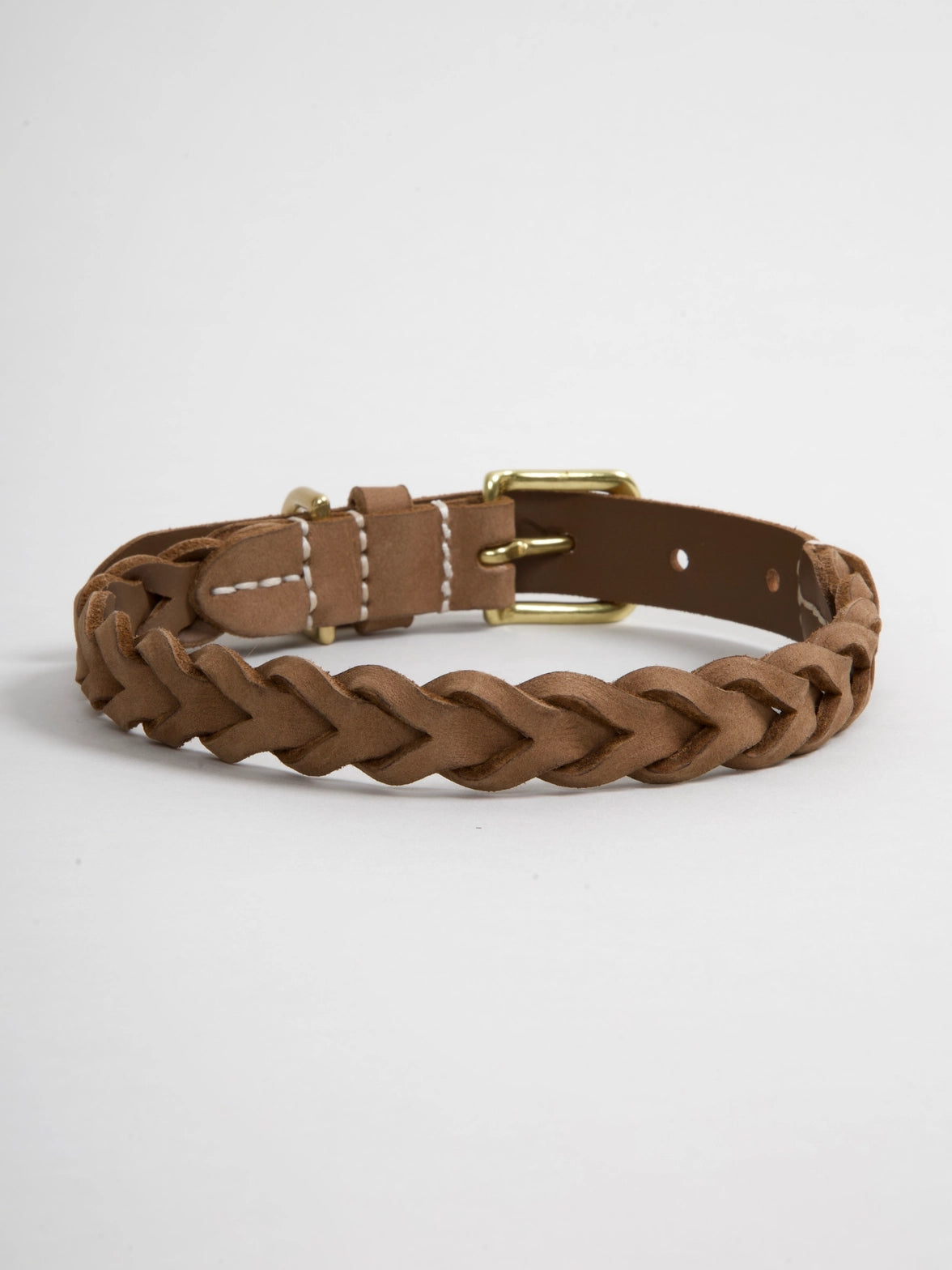 NORDOG - Leder Halsband Hugo Nougat, geflochten