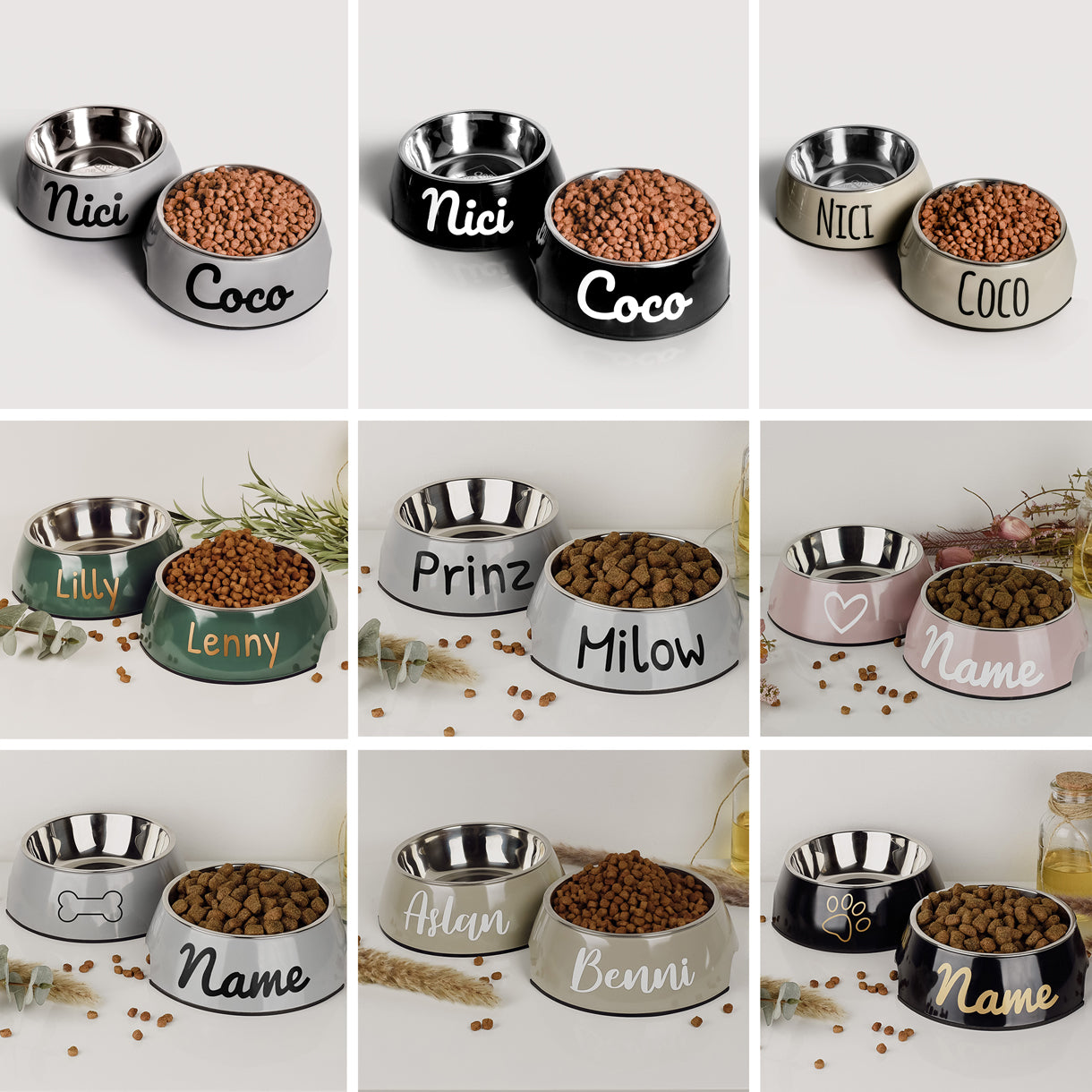Ne&No - Futternapf 2er Set malve PERSONALISIERT