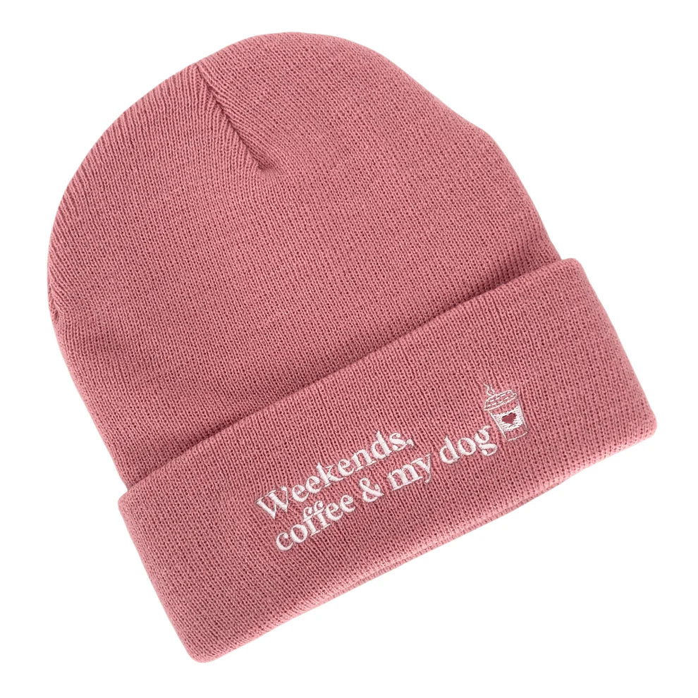 FELLEVER & PAWAYS - Haube "Weekends, coffee & my dog" rosa