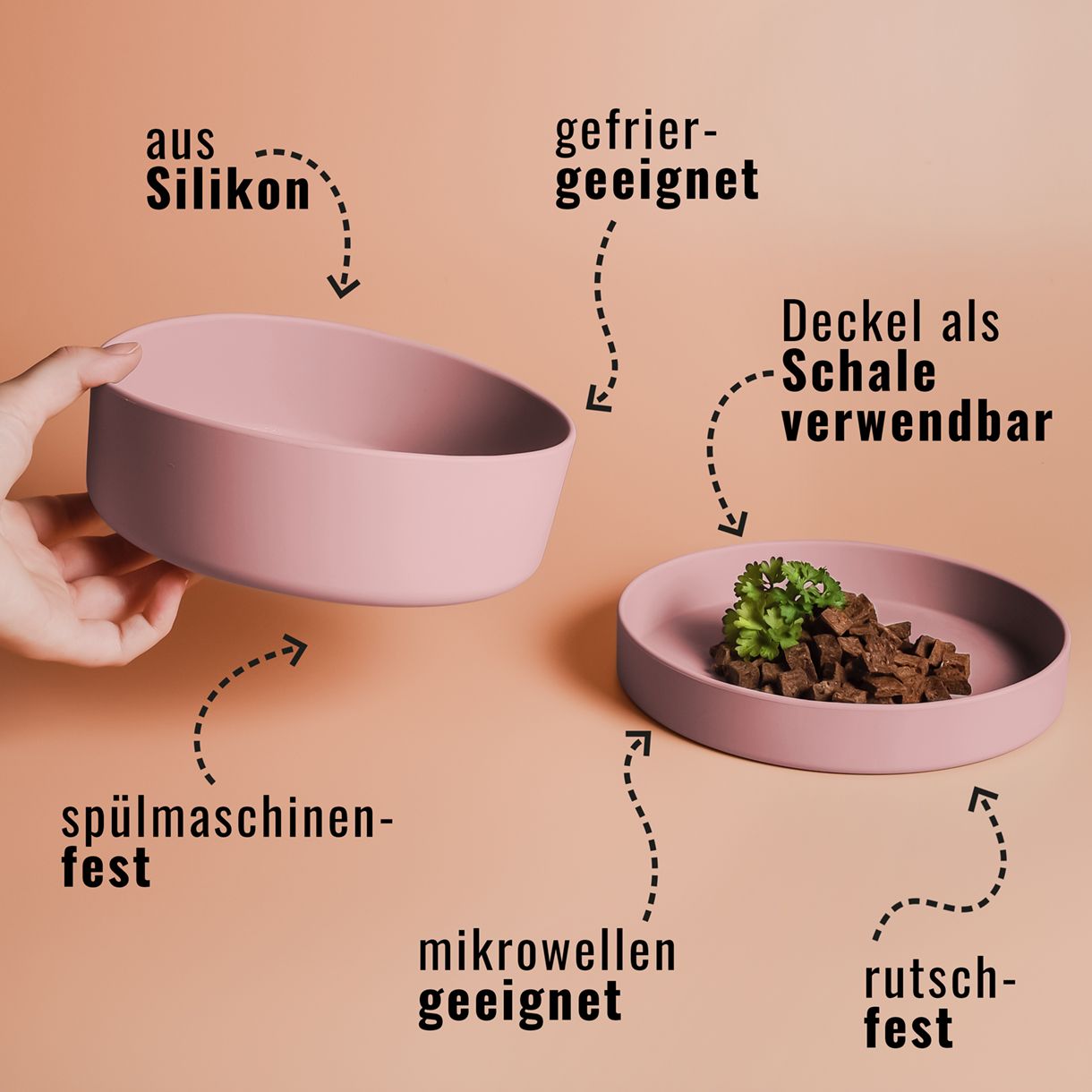 Ne&No - Futternapf mit Deckel Silikon - rosa