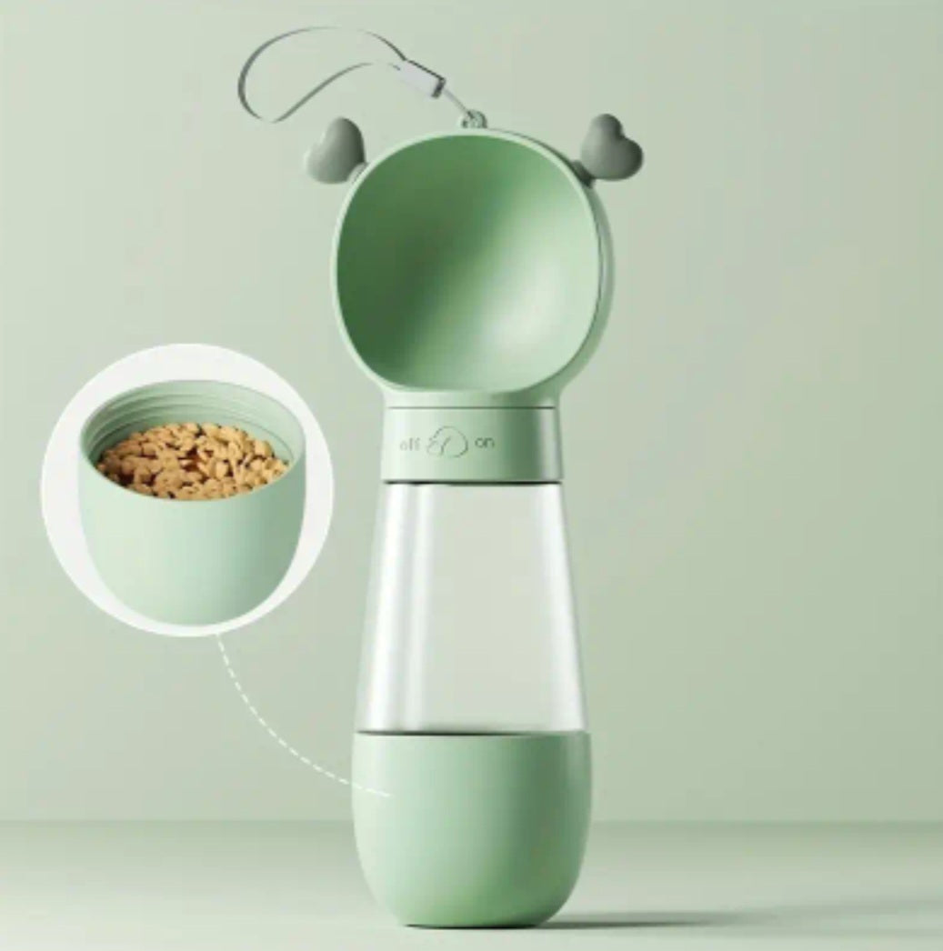 ROSIE'S DOGSTUFF - Tragbare Wasserflasche (+Futter) Heart grün