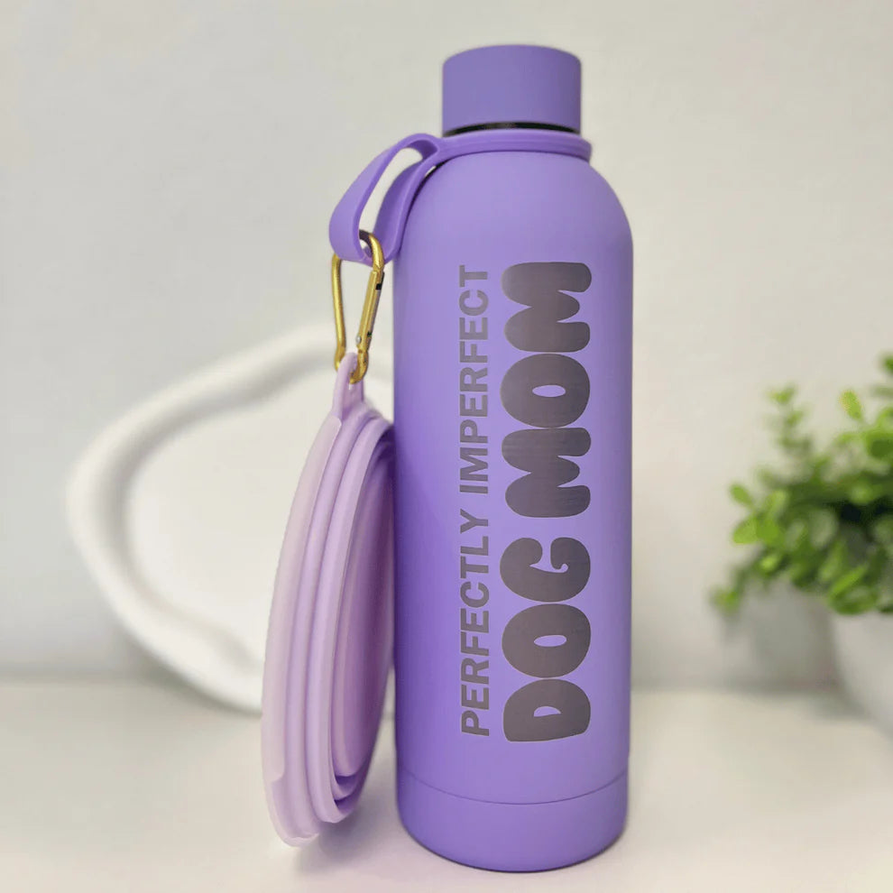 FELLEVER & PAWAYS Trinkflasche - Perfectly Imperfect Dog Mum, lila