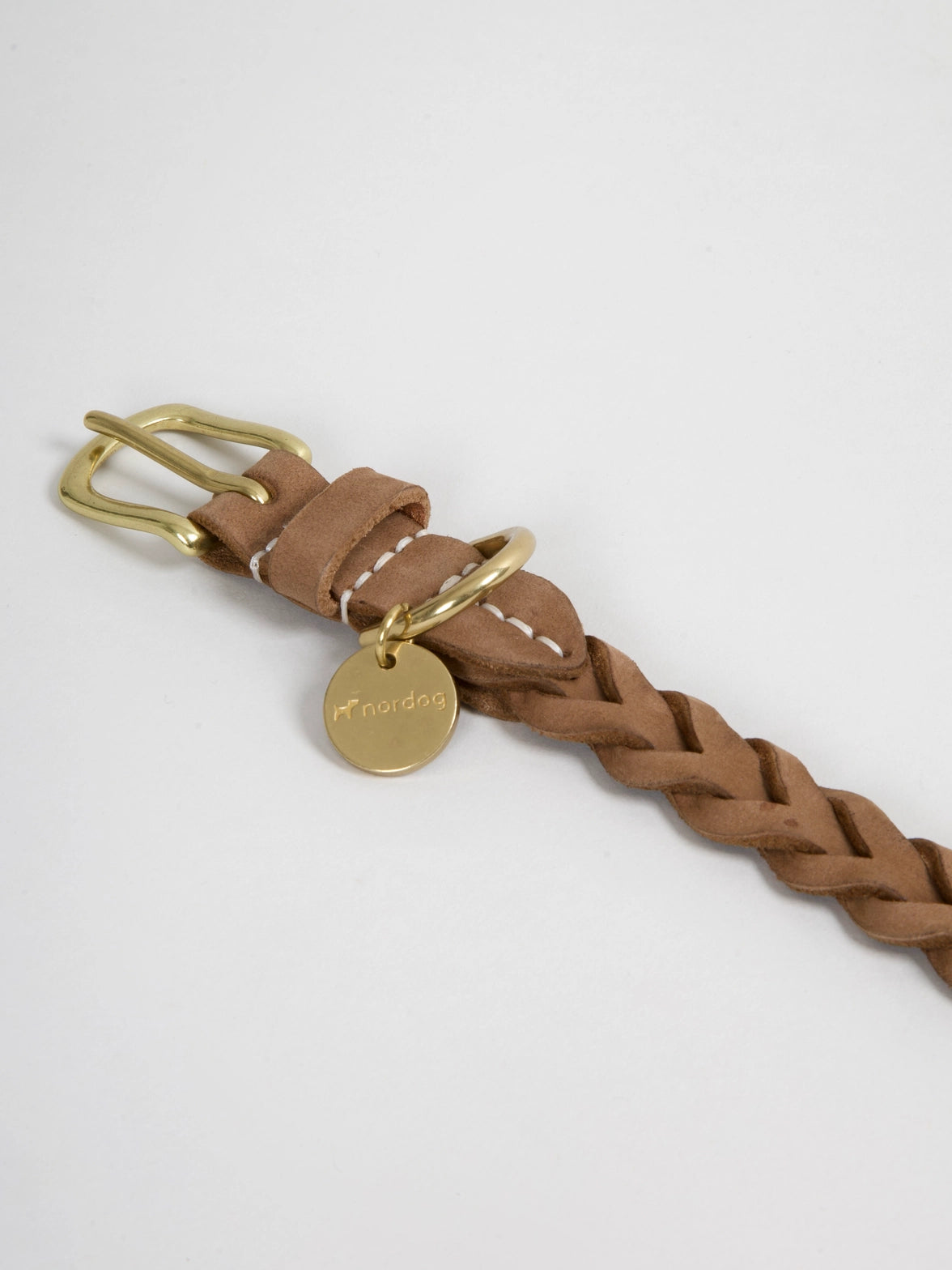 NORDOG - Leder Halsband Hugo Nougat, geflochten