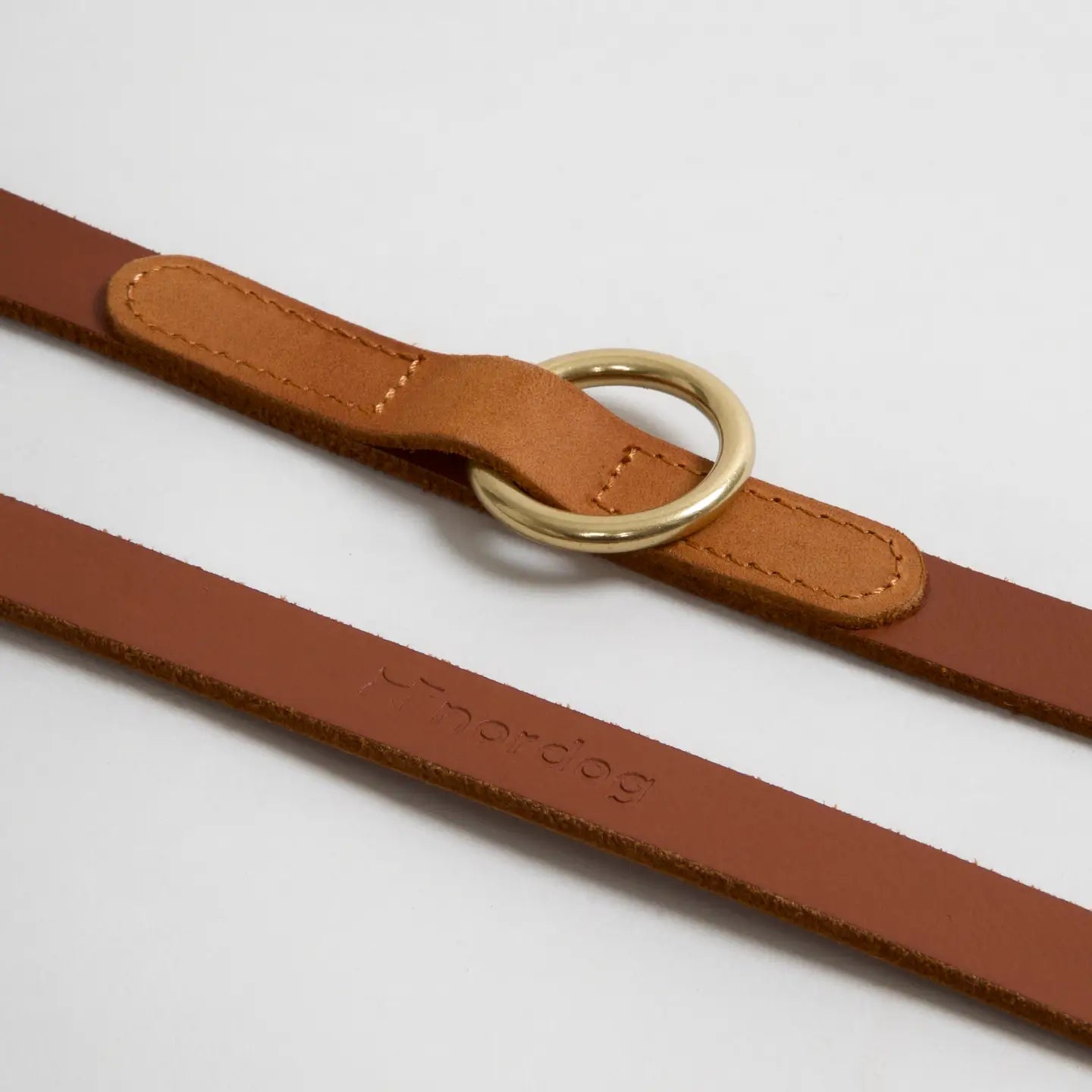NORDOG - Leder Leine Hugo Cognac, geflochten