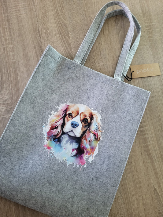 Filztasche - Cavalier Kopf, grau