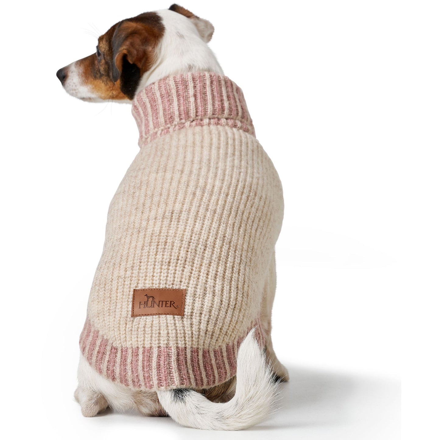 HUNTER - Hundepullover + Haube SET, creme rosa