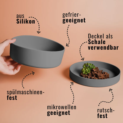 Ne&No - Futternapf mit Deckel Silikon - graphitegrau