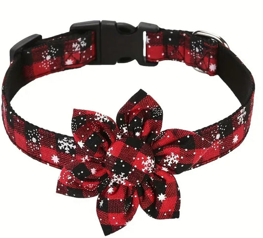 ROSIE'S DOGSTUFF - Halsband mit Blume - XMas rot