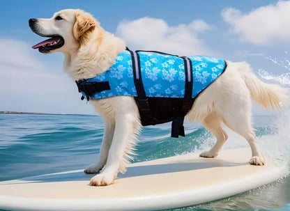 Schwimmweste für Hunde - Blume blau