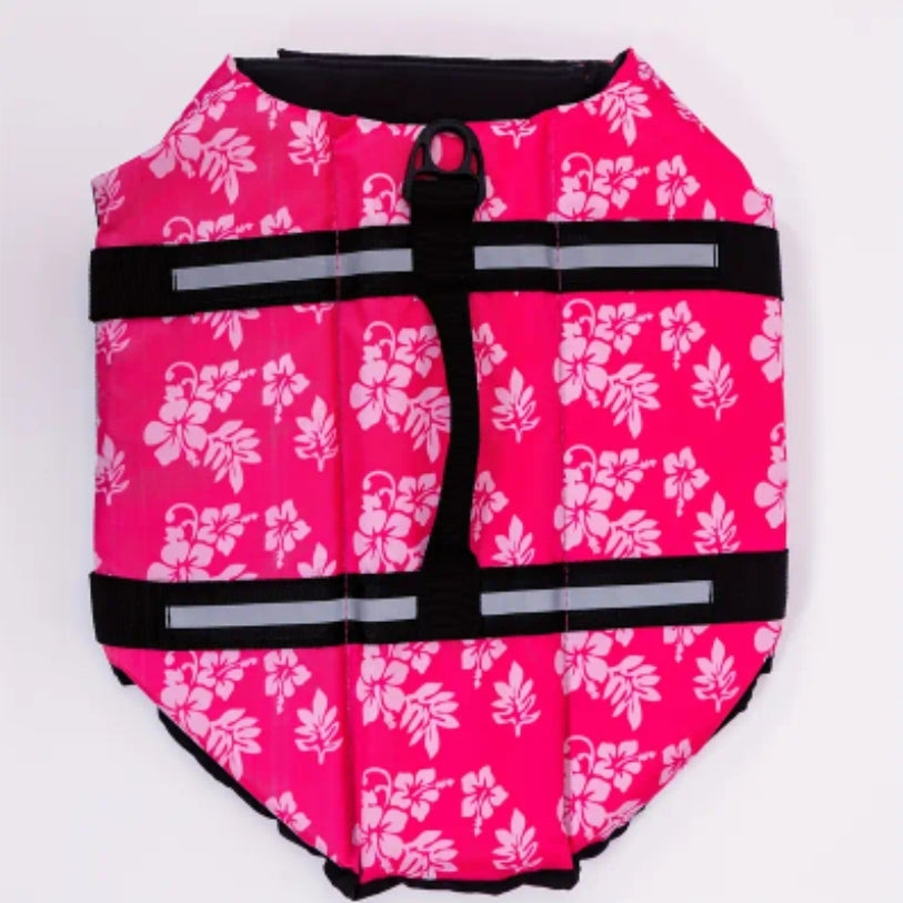 Schwimmweste für Hunde - Blume pink