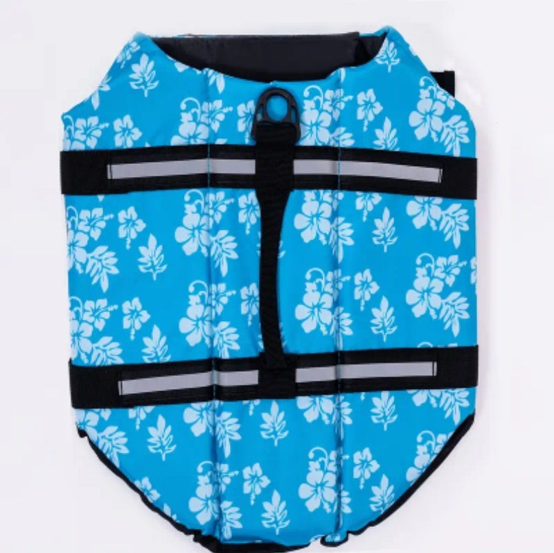Schwimmweste für Hunde - Blume blau
