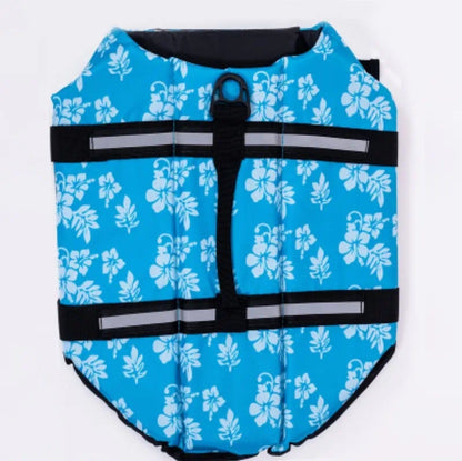 Schwimmweste für Hunde - Blume blau