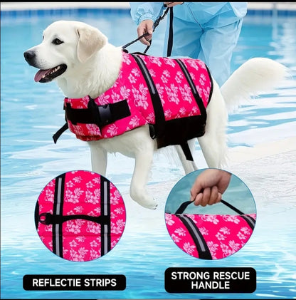 Schwimmweste für Hunde - Blume pink