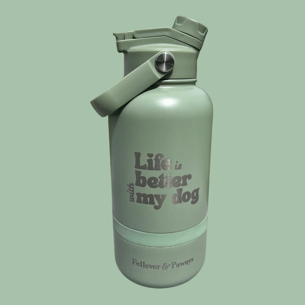 FELLEVER & PAWAYS dog&me 2-in-1 Trinkflasche - Matcha