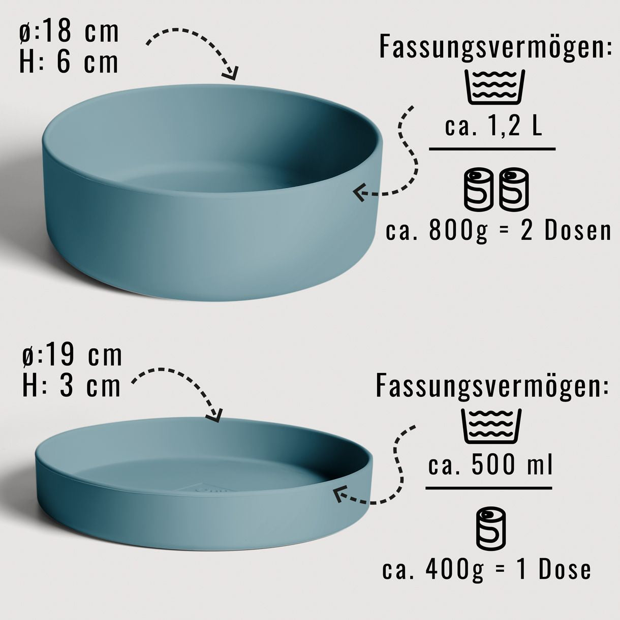 Ne&No - Futternapf mit Deckel Silikon - stahlblau